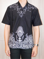 Swipe Up Kemeja Batik Pria Modern Lengan Pendek Widura Black