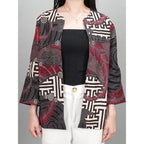 Swipe Up Outer Batik Wanita Modern Lengan 3/4 Kiiro Maroon