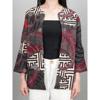 Swipe Up Outer Batik Wanita Modern Lengan 3/4 Kiiro Maroon