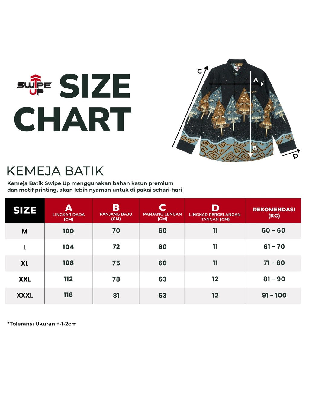 Swipe Up Kemeja Batik Pria Modern Jumbo Lengan Panjang Night