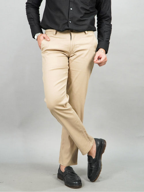 Swipe Up Celana Panjang Pria Chino Pants Slim Fit Stretch Cream
