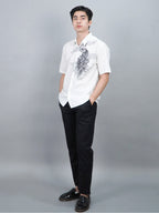 Swipe Up Kemeja Batik Pria Modern Lengan Pendek Himawari White
