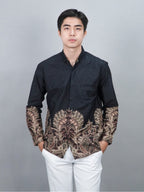 Swipe Up Kemeja Batik Pria Modern Slimfit Lengan Panjang Charisma Black
