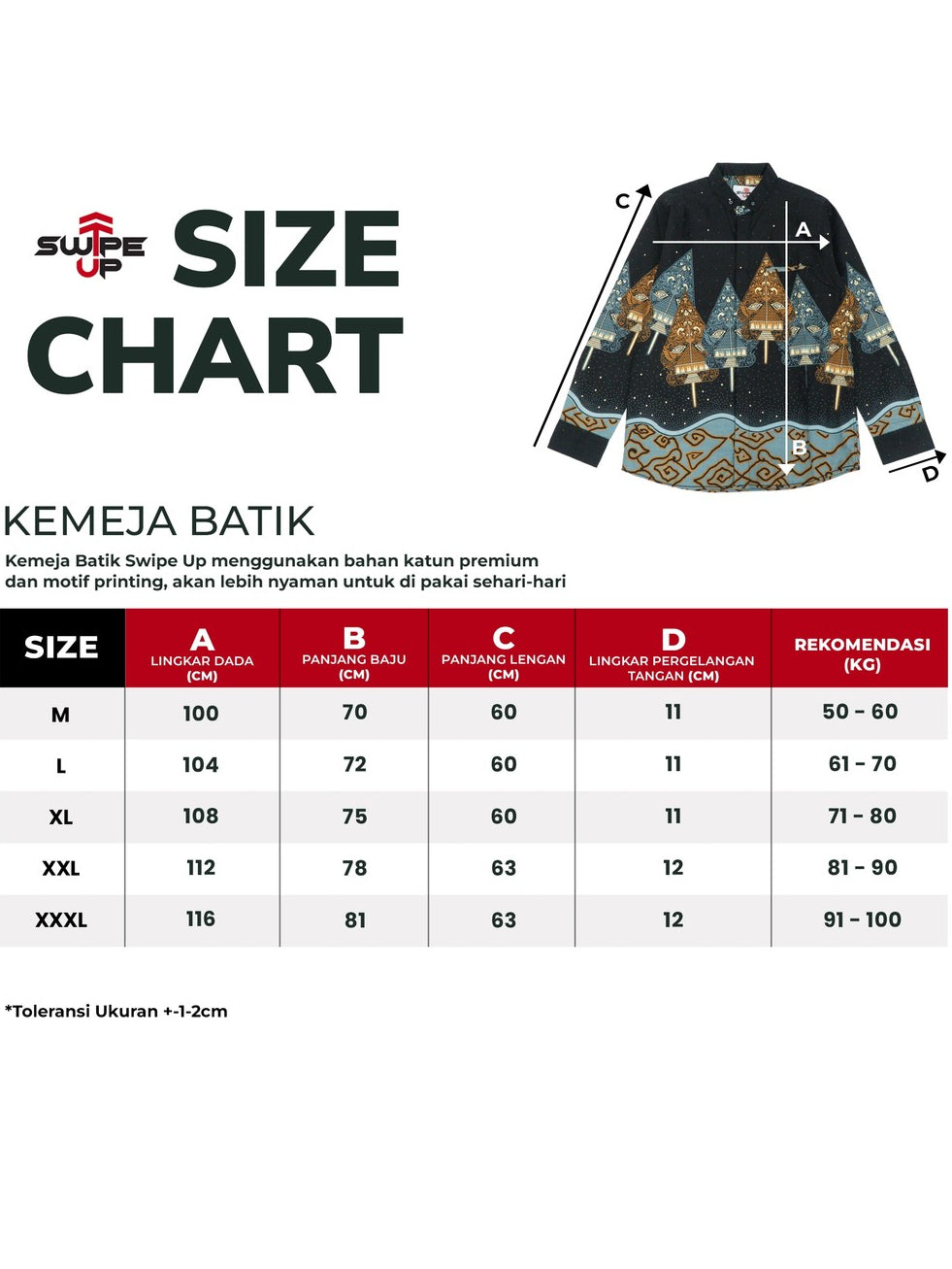 Swipe Up Kemeja Batik Pria Modern Lengan Panjang Arjuna Black Navy