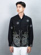 Swipe Up Kemeja Batik Pria Modern Jumbo Lengan Panjang Night