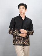 Swipe Up Kemeja Batik Pria Modern Lengan Panjang Arjuna Black Brown