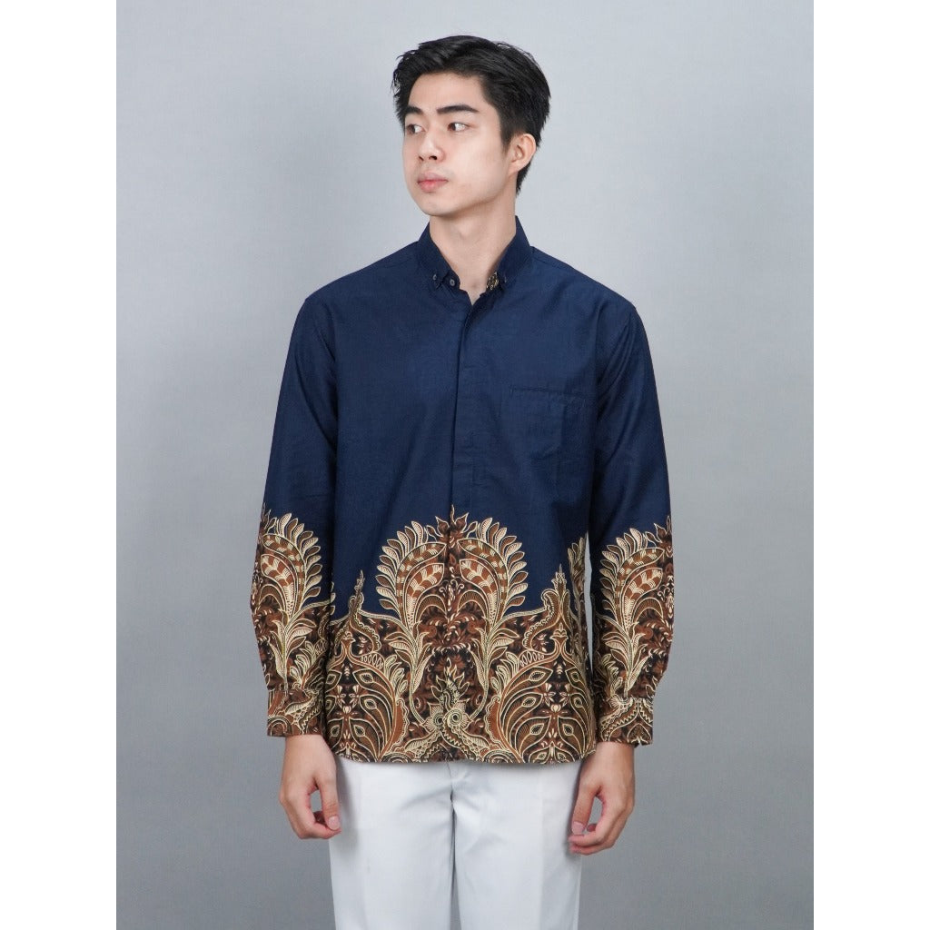 Swipe Up Kemeja Batik Pria Modern Slimfit Lengan Panjang Charisma Black