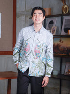 Swipe Up Kemeja Batik Pria Modern Slimfit Lengan Panjang Shiroi Green