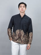 Swipe Up Kemeja Batik Pria Modern Slimfit Lengan Panjang Charisma Black