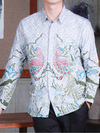 Swipe Up Kemeja Batik Pria Modern Slimfit Lengan Panjang Shiroi Green