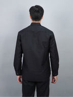 Swipe Up Kemeja Batik Pria Modern Katun Slimfit Lengan Panjang Motif Himawari Black