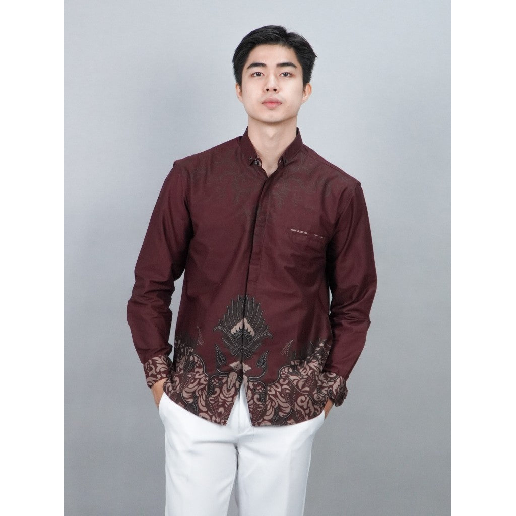 Swipe Up Kemeja Batik Pria Modern Lengan Panjang Widura Black