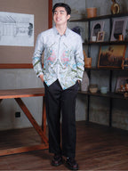 Swipe Up Kemeja Batik Pria Modern Slimfit Lengan Panjang Shiroi Green