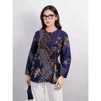 Swipe Up Kemeja Batik Couple Pria Wanita Modern Akai Navy Brown