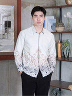 Swipe Up Kemeja Batik Pria Katun Slimfit Modern Lengan Panjang Motif  Kresna Cream