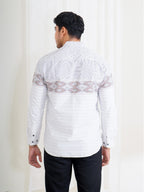 Swipe Up Kemeja Koko Pria Modern Katun Lengan Panjang Motif Zayn White