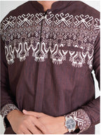 Swipe Up Kemeja Koko Pria Modern Katun Lengan Panjang Motif Rayyan Mahogany