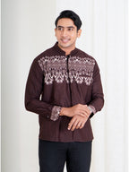 Swipe Up Kemeja Koko Pria Modern Katun Lengan Panjang Motif Rayyan Mahogany