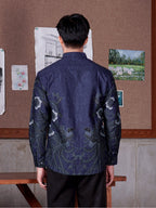 Swipe Up Kemeja Batik Pria Modern Slimfit Katun Lengan Panjang Motif Gokura Blue