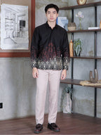 Swipe Up Kemeja Batik Pria Katun Slimfit Modern Lengan Panjang Motif Kresna Black