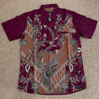 Swipe Up Kemeja Batik Pria Katun Modern Slimfit Lengan Pendek Keitoo Maroon