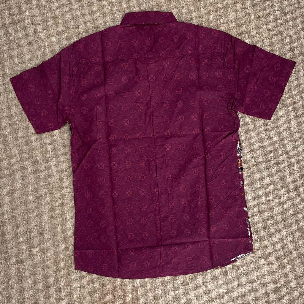 Swipe Up Kemeja Batik Pria Katun Modern Slimfit Lengan Pendek Keitoo Maroon